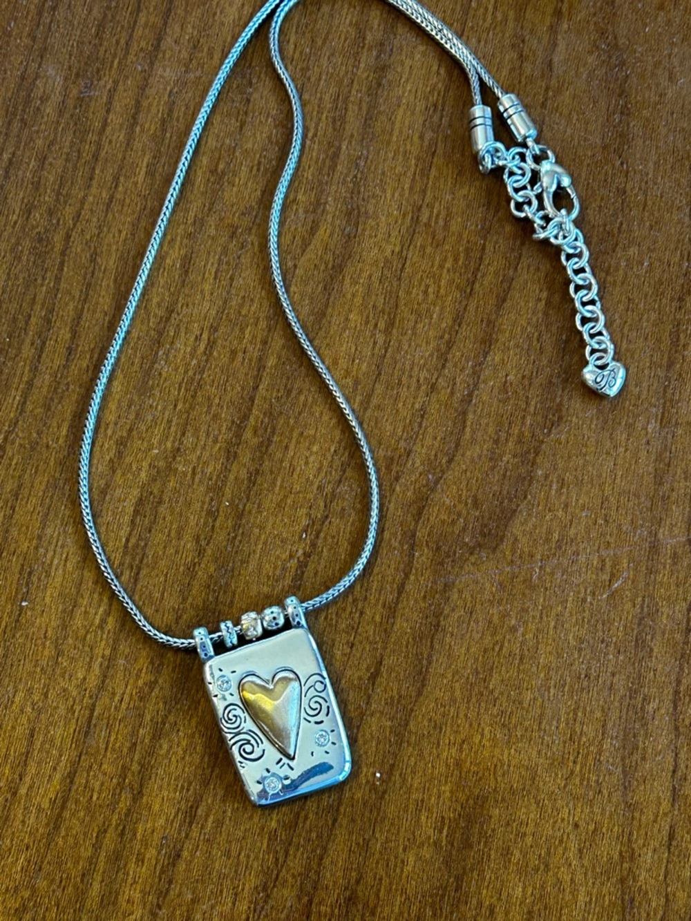 Brighton "Remember Your Heart" Two-Tone Pendant Necklace with Crystals - Picture 2 of 8